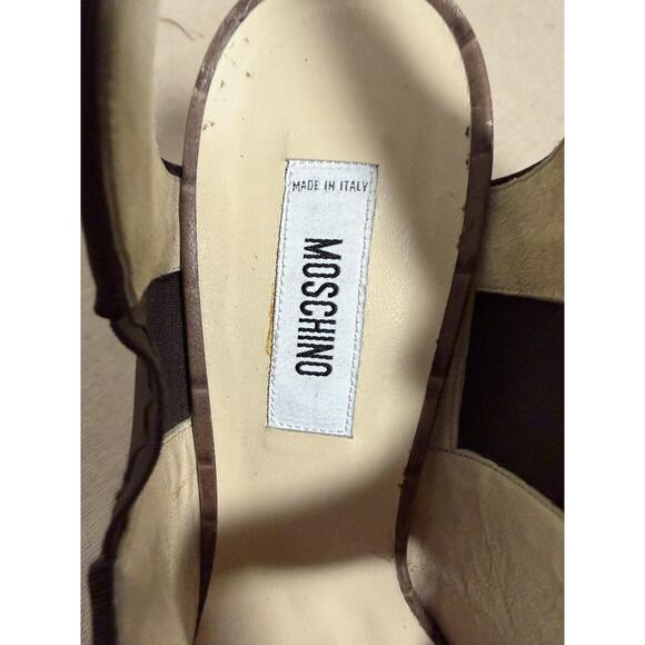 MOSCHINO Shoes Womens Size 40 Brown Croc Embossed Slingback Heels Made In Italy - Picture 5 of 11